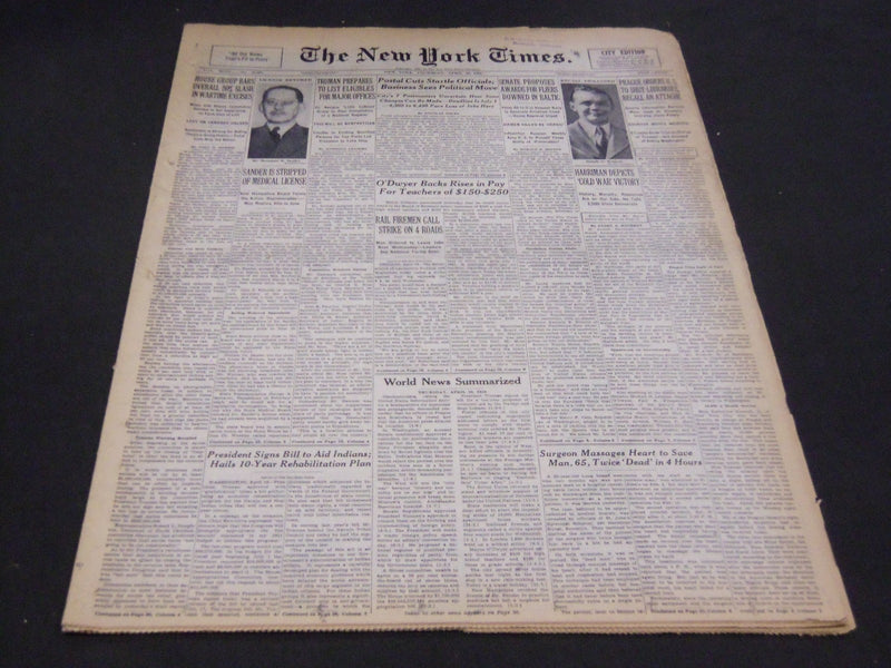 1950 APRIL 20 NEW YORK TIMES - SANDER IS STRIPPED OF MEDICAL LICENSE - NT 4732