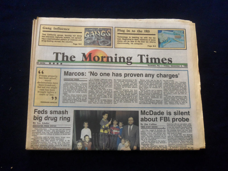 1988 DEC 2 THE MORNING TIMES NEWSPAPER-SCRANTON, PA- FERDINAND MARCOS - NP 6135