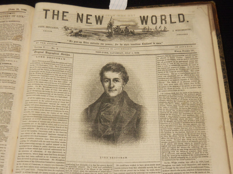1842 JAN-JUL THE NEW WORLD JOURNAL BOUND VOLUME - DICKENS - LONGFELLOW - R 731P
