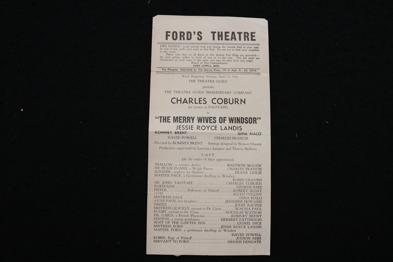 1945-1946 FORD'S THEATRE PROGRAMS - LOT OF 5 - BALTIMORE - K 2821