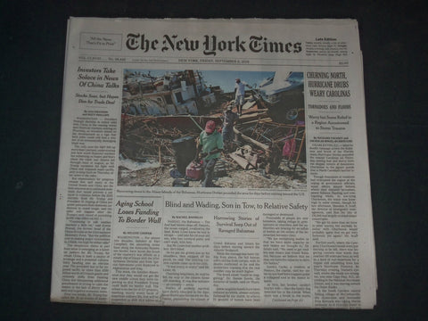 2019 SEPTEMBER 6 NEW YORK TIMES - INVESTORS TAKE SOLACE IN NEWS OF CHINA TALKS