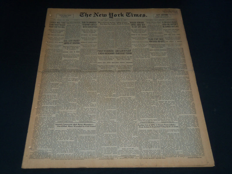 1932 MARCH 29 NEW YORK TIMES - 1000 SLAIN IN FLIGHT FROM SOVIET TERROR - NT 7448