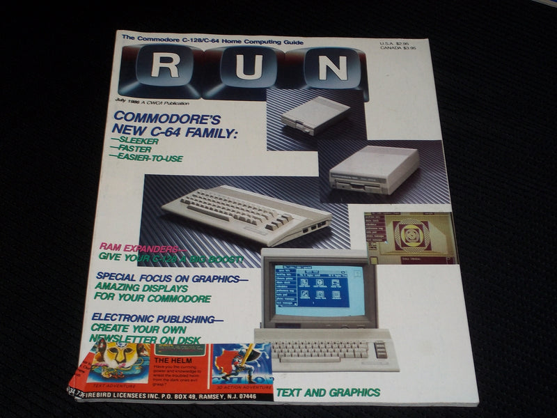 1986 JULY RUN MAGAZINE - COMMODORE COMPUTING FRONT COVER - E 549
