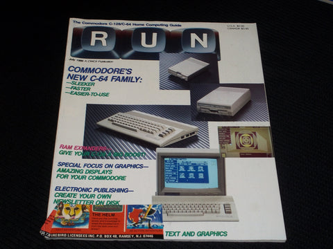 1986 JULY RUN MAGAZINE - COMMODORE COMPUTING FRONT COVER - E 549