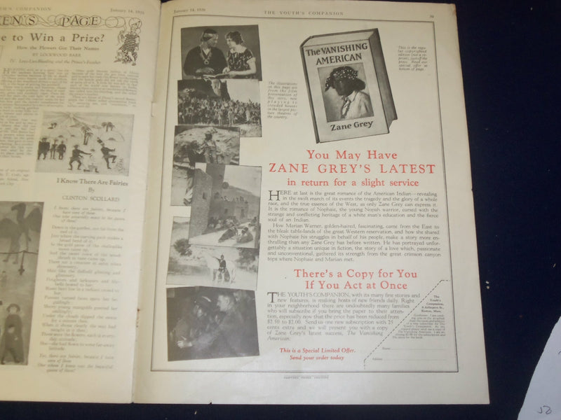 1926 JANUARY 14 THE YOUTH'S COMPANION MAGAZINE - H. L. MENCKEN - B 6729