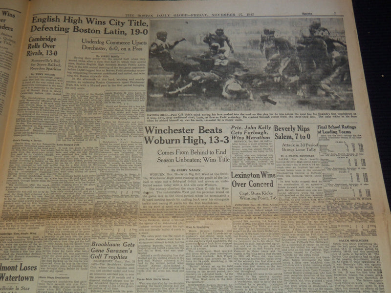 1942 NOVEMBER 27 BOSTON DAILY GLOBE NEWSPAPER - SOVIETS SWEEP ON - NT 9460