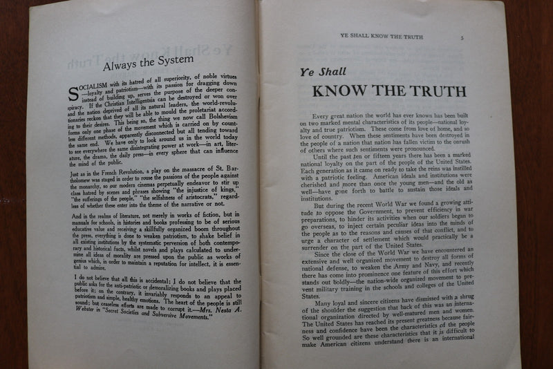 1926 YE SHALL KNOW THE TRUTH BY FRED R. MARVIN - SOFTCOVER BOOK - K 3237