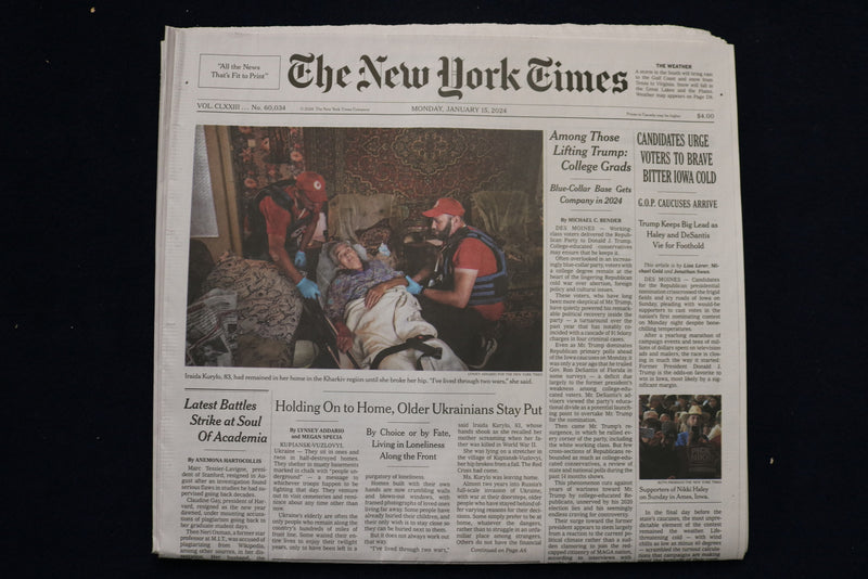 2024 JANUARY 15 NEW YORK TIMES -CANDIDATES URGE VOTERS TO BRAVE BITTER IOWA COLD