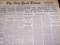 1940 AUGUST 20 NEW YORK TIMES - BRITISH YIELD SOMALILAND TO ITALY - NT 2562