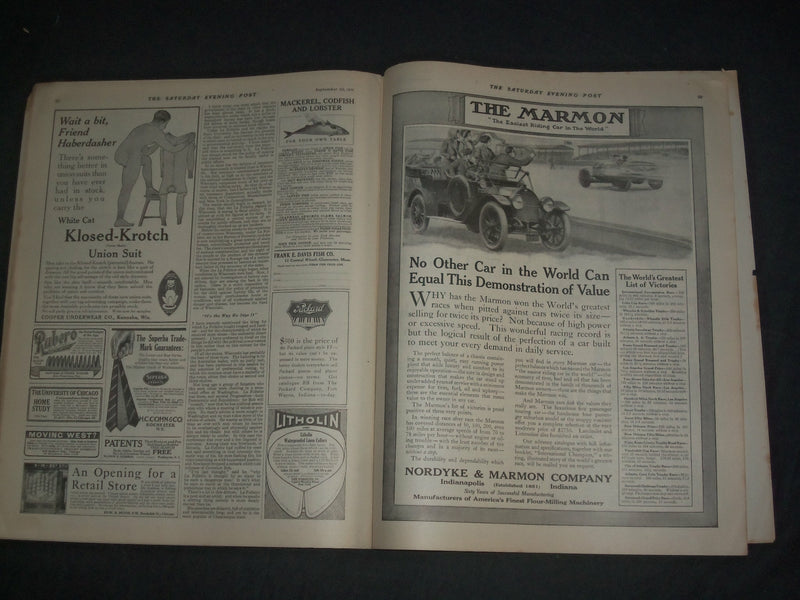 1911 SEPTEMBER 23 THE SATURDAY EVENING POST MAGAZINE- ILLUSTRATED COVER-SP 2470J