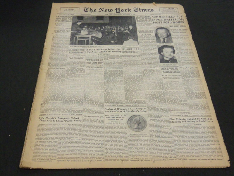 1952 NOV 26 NEW YORK TIMES - SUMMERFIELD PUT IN POSTMASTER JOB - NT 4596