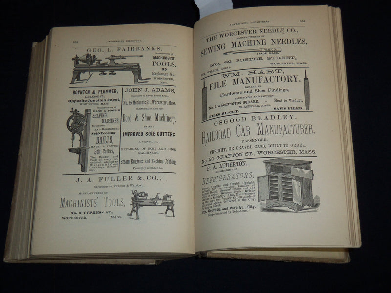 1883 WORCESTER DIRECTORY OF CITIZENS & BUSINESS NO. 40 - FOLD-OUT MAP - KD 4502K