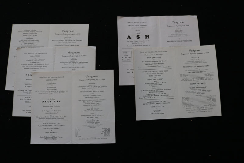1928 RIVOLI UNITED ARTISTS MOVIE PROGRAMS - NEGRI - LOT OF 5 - K 1973