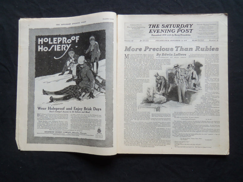 1918 NOVEMBER 9 THE SATURDAY EVENING POST MAGAZINE - ILLUSTRATED COVER - SP 907