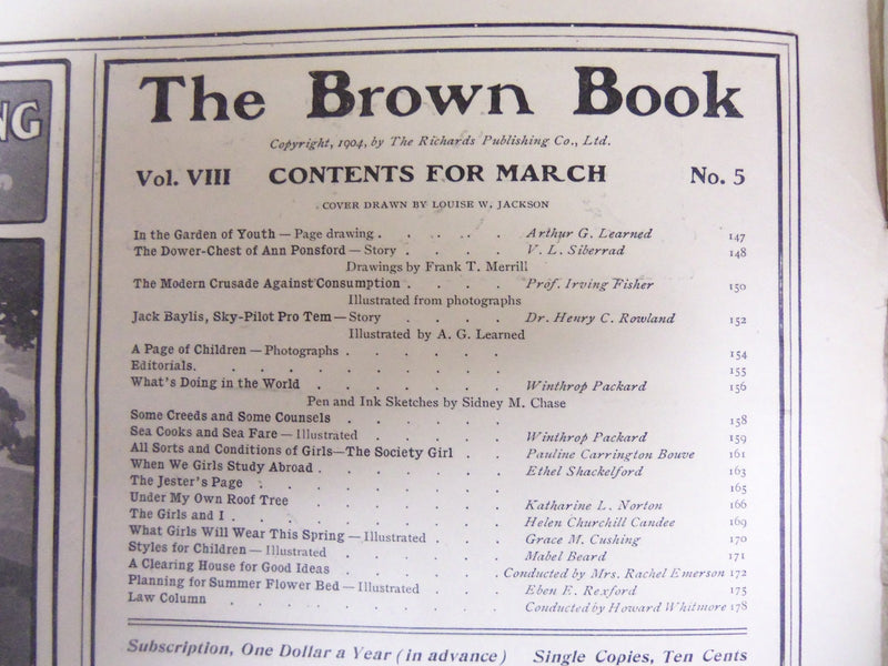 1904 MARCH THE BROWN BOOK OF BOSTON MAGAZINE - ILLUS COVER & STORIES - ST 3256