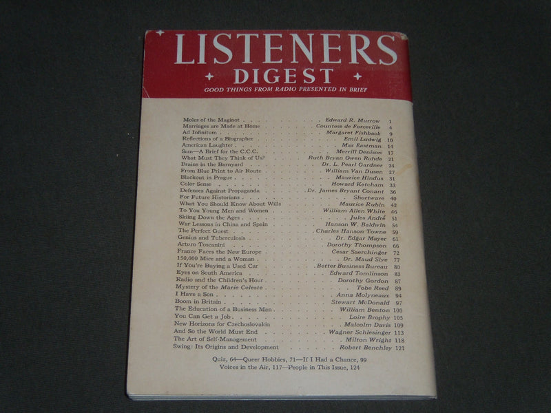 1939 FEBRUARY LISTENERS DIGEST MAGAZINE - TOSCANINI - VOLUME 1 NO. 1 - J 2428