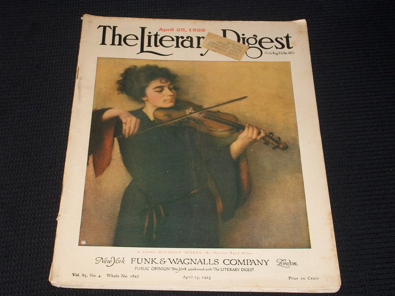 1925 APRIL 25 THE LITERARY DIGEST MAGAZINE - A SONG WITHOUT WORDS COVER - E 3763
