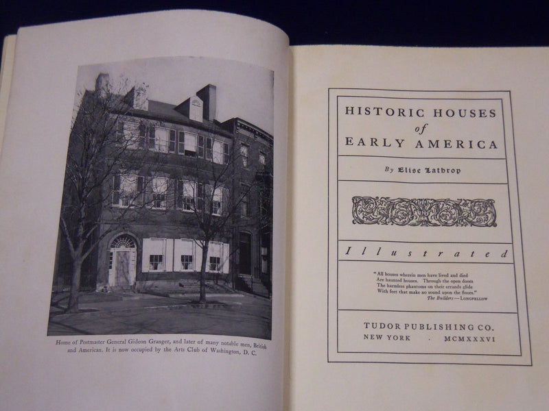 1936 HISTORIC HOUSE OF EARLY AMERICA BY ELISE LATHROP - ILLUSTRATIONS - KD 1270