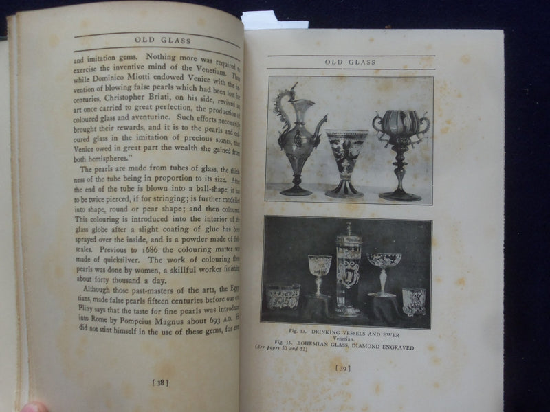 1935 OLD GLASS- EUROPEAN AND AMERICAN HARDCOVER BOOK BY N. HUDSON MOORE- KD 8625