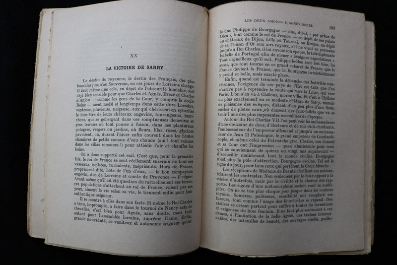 1947 LES DEUX AMOURS D'AGNES SOREL SOFTCOVER BOOK-GABRIEL BOISSY -FRENCH- K 3500