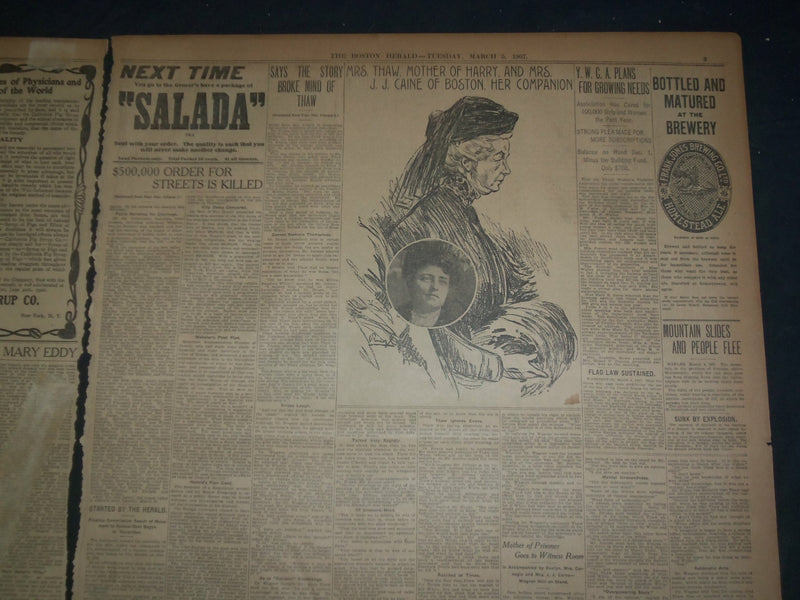 1907 MARCH 5 THE BOSTON HERALD - MRS. EDDY BOLDLY FACES THE COURT - BH 5