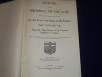 1907 STATUTES OF THE PROVINCE OF ONTARIO 7TH YEAR OF REIGN KING EDWARD - KD 2656