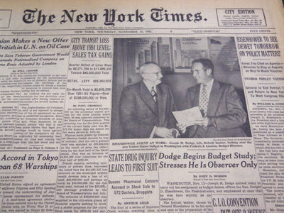 1952 NOV 13 NEW YORK TIMES - DODGE BEGINS BUDGET STUDY FOR EISENHOWER - NT 4528