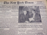1952 NOV 13 NEW YORK TIMES - DODGE BEGINS BUDGET STUDY FOR EISENHOWER - NT 4528