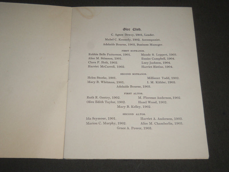 1900 DECEMBER VASSAR GLEE-MANDOLIN & GUITAR CLUB PROGRAM - J 2349