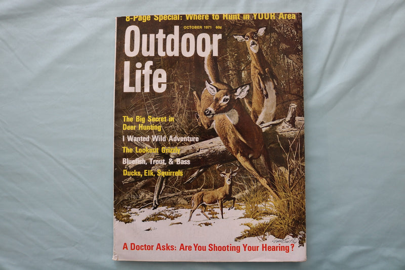 1971 OCTOBER OUTDOOR LIFE MAGAZINE - ILLUSTRATED DEER COVER - E 26681