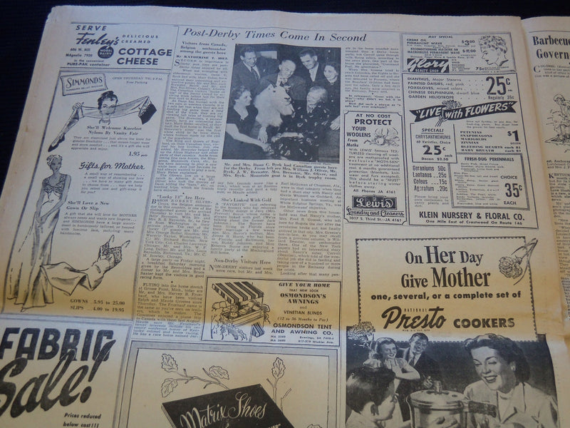 1948 MAY 2 THE COURIER-JOURNAL NEWSPAPER SECTION 2 - KENTUCKY DERBY - NP 5817