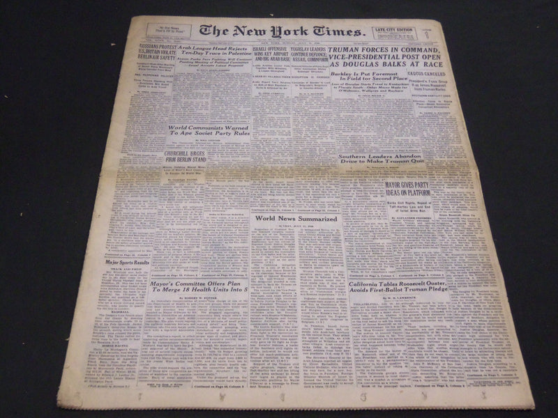 1948 JULY 11 NEW YORK TIMES - TRUMAN FORCES IN COMMAND - NT 4428