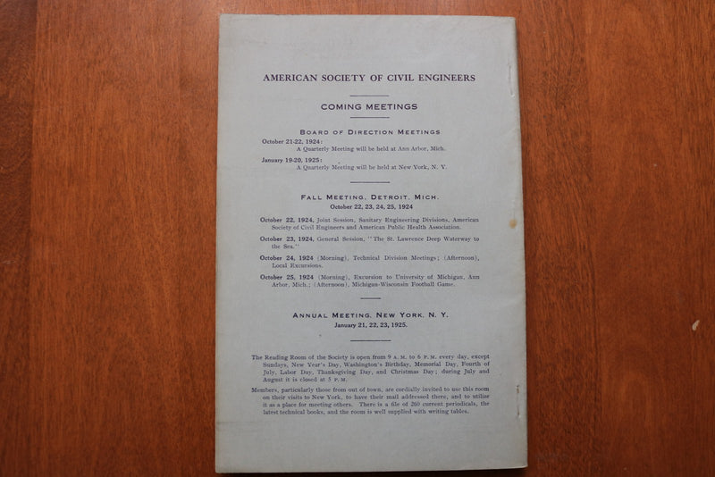 1924 OCTOBER AMERICAN SOCIETY OF CIVIL ENGINEERS PROCEEDINGS- SOFTCOVER - K 3244