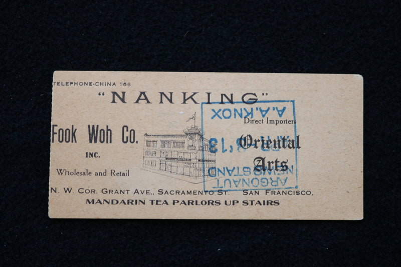1913 SAN FRANCISCO CHINATOWN NANKING TICKET STUB - K 2222