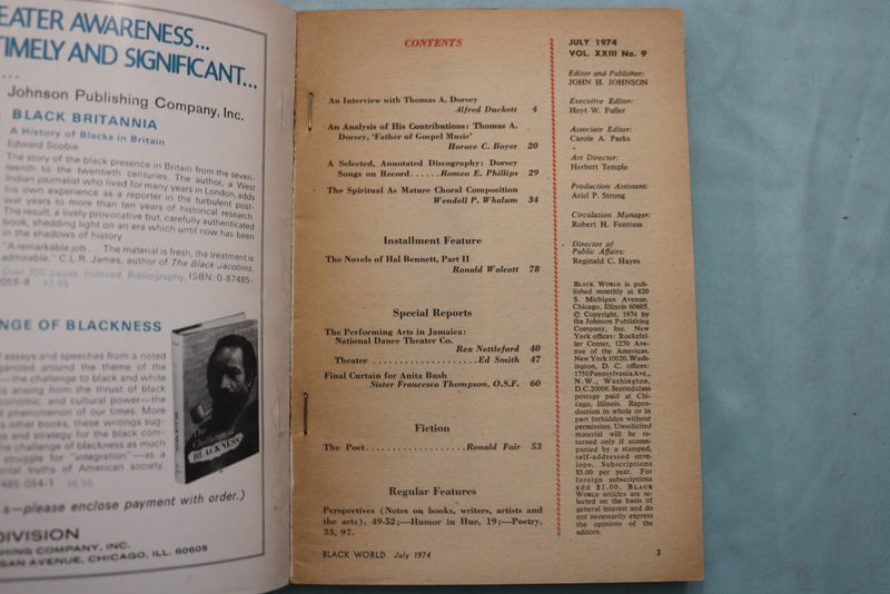 1974 JULY BLACK WORLD MAGAZINE - THOMAS A. DORSEY - FATHER OF GOSPEL - K 3363