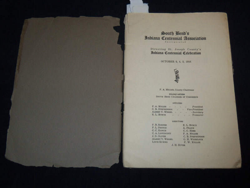 1916 ST. JOSEPH COUNTY PAGEANT PROGRAM - SOUTH BEND INDIANA - J 8735