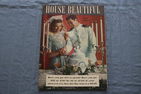 1943 MAY HOUSE BEAUTIFUL MAGAZINE - GREAT WEDDING CAKE PHOTO COVER - E 9375
