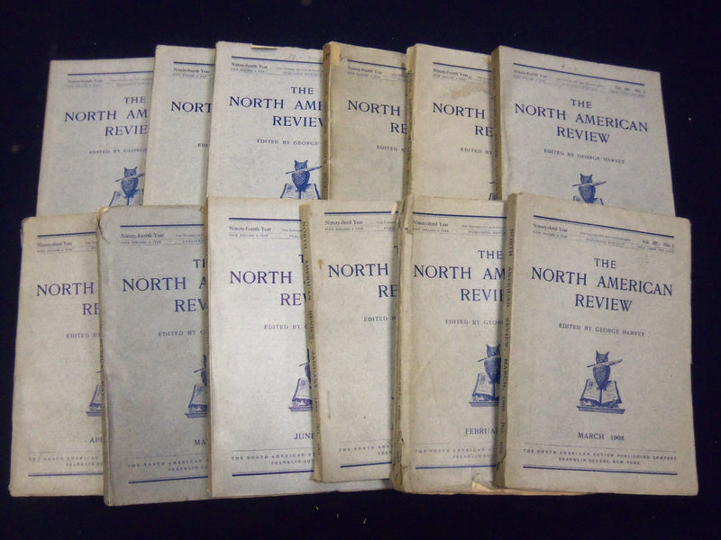 1908 NORTH AMERICAN REVIEW LOT OF 12 COMPLETE YEAR - STORIES/ARTICLES - WR 663