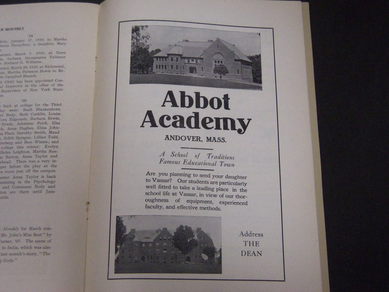 1909-1910 THE VASSAR ALUMNAE MONTHLY MAGAZINE LOT OF 4 ISSUES - J 5228