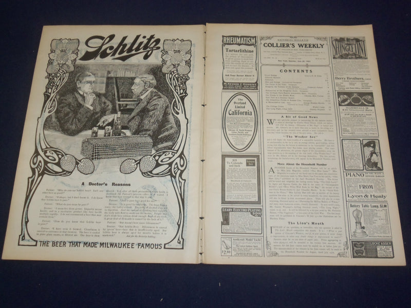 1903 JUNE 20 COLLIER'S MAGAZINE - NICE ILLUSTRATED WOMAN ON BOAT COVER - ST 6672