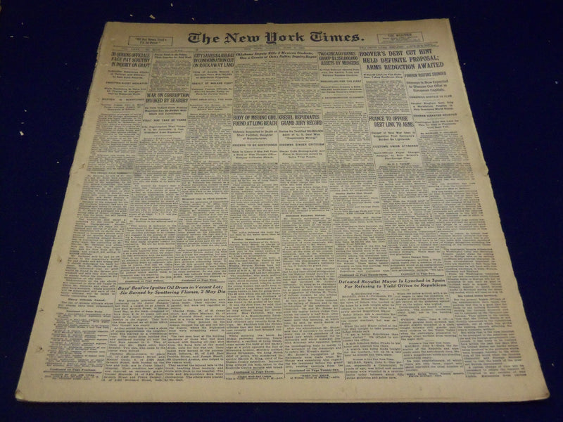 1931 JUNE 9 NEW YORK TIMES - OKLAHOMA DEPUTY KILLS 2 MEXICAN STUDENTS - NT 2162