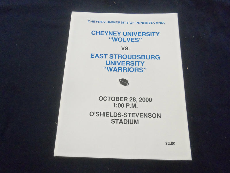 2000 OCT 28 FOOTBALL PROGRAM -CHEYNEY UNIVERSITY VS EAST STROUDSBURG - SP 1214S