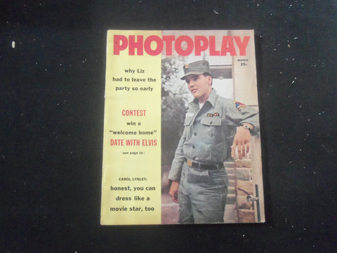 1960 MARCH PHOTOPLAY MAGAZINE - ELVIS PRESLEY COVER & INSIDE PHOTOS - SP 1521S