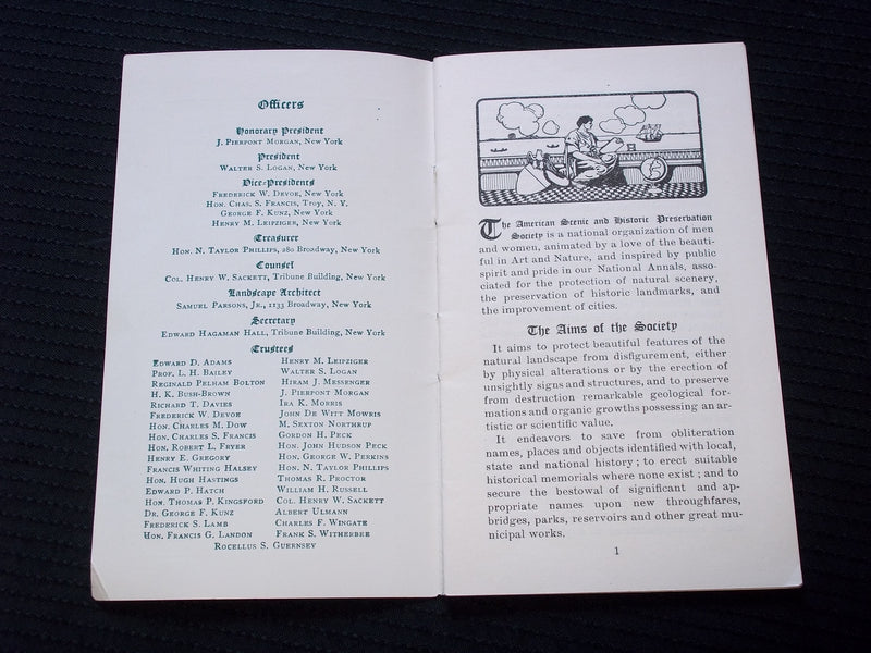 1900'S THE AMERICAN SCENIC AND HISTORIC PRESERVATION SOCIETY BOOK - J 7182