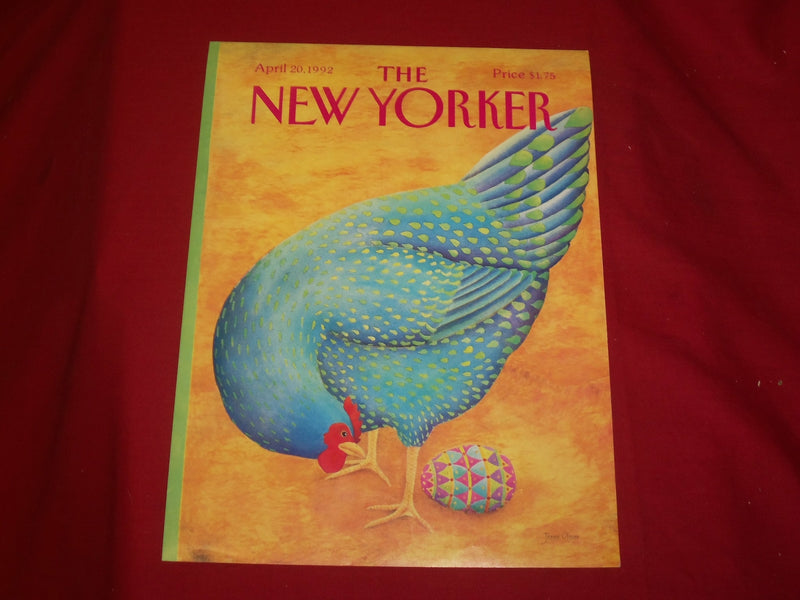 1992 APRIL 20 NEW YORKER MAGAZINE FRONT COVER ONLY - GREAT ART FOR FRAMING