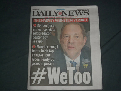 2020 FEBRUARY 25 NY DAILY NEWS NEWSPAPER - HARVEY WEINSTEIN CONVICTED OF RAPE