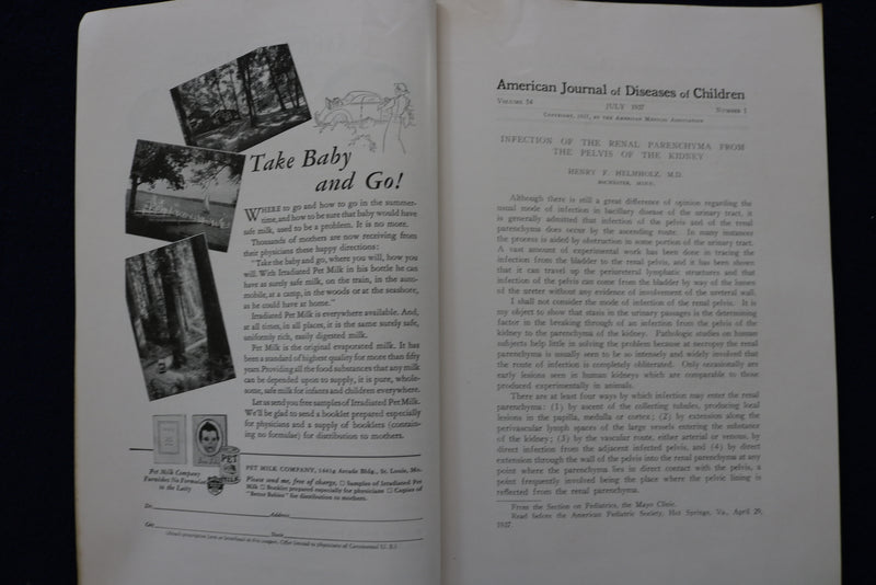 1937 JULY AMERICAN JOURNAL OF DISEASES OF CHILDREN SOFTCOVER BOOK - K 1518