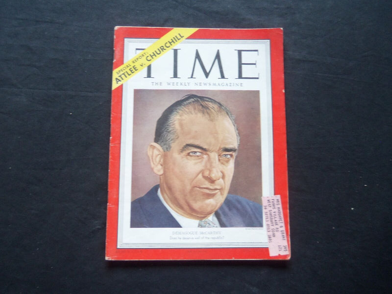 1951 OCTOBER 22 TIME MAGAZINE - SENATOR JOSEPH MCCARTHY- T 1301