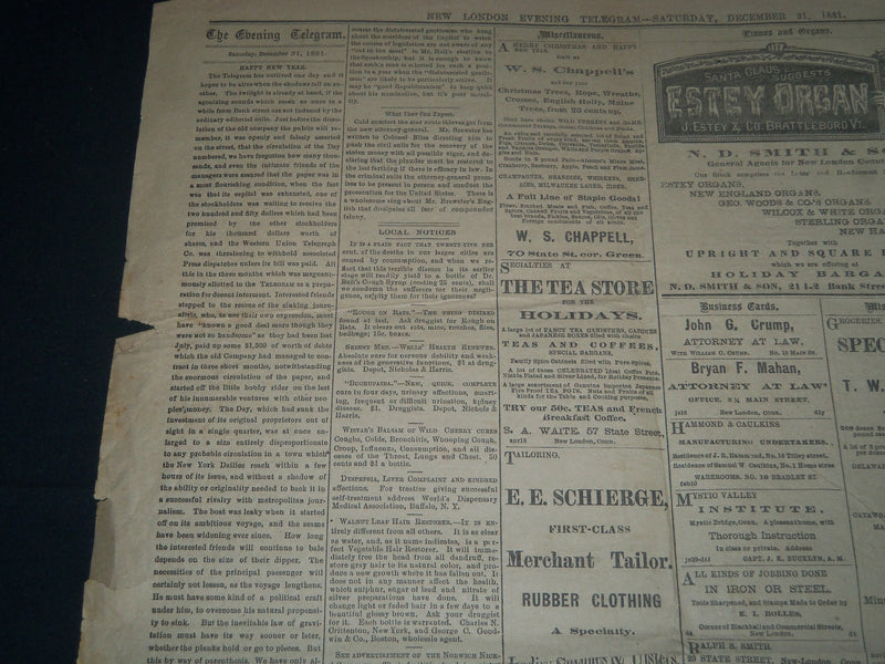 1881-1882 NEW LONDON TELEGRAM NEWSPAPER LOT OF 2 - GUITEAU TRIAL - NP 3908
