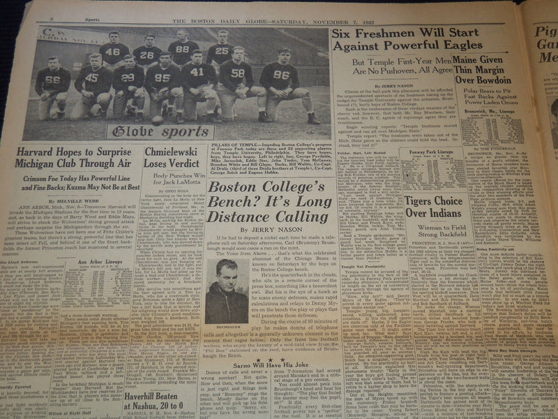 1942 NOV 7 BOSTON DAILY GLOBE NEWSPAPER - TANKS BATTER FLEEING NAZIS - NT 9454